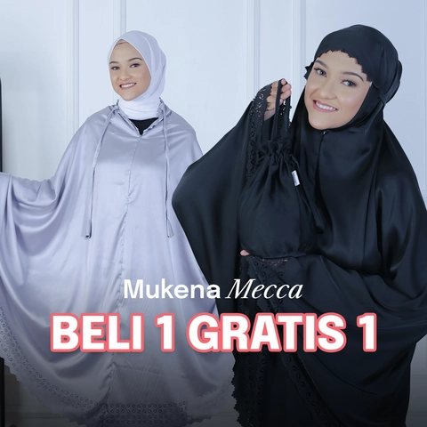 B1G1 - Mukena  Dewasa Silky Laser Cut - MECCA ASH dan MECCA BLACK